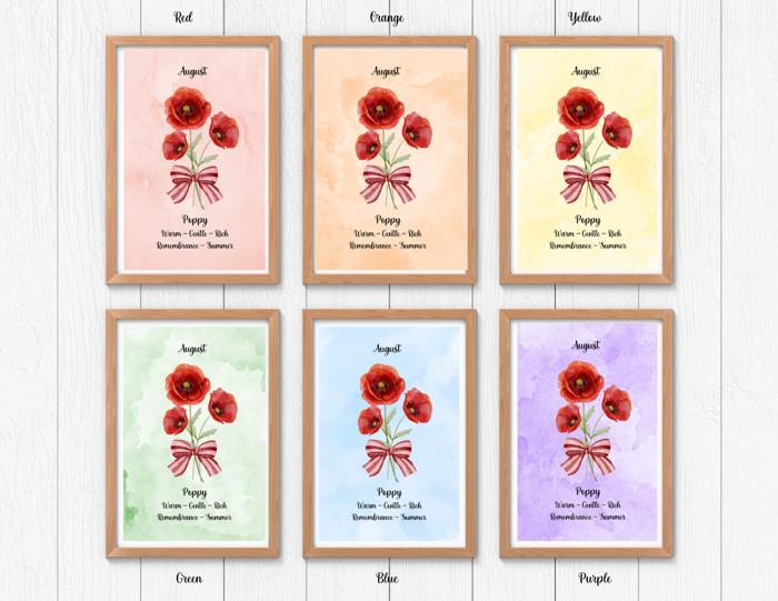 Birth Month Flower Bunch Wall Art Print