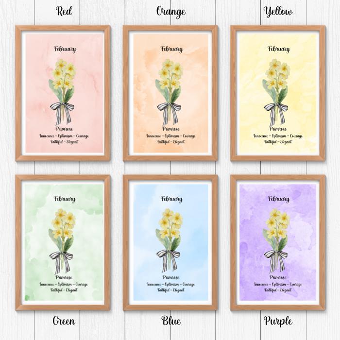 Birth Month Flower Bunch Wall Art Print