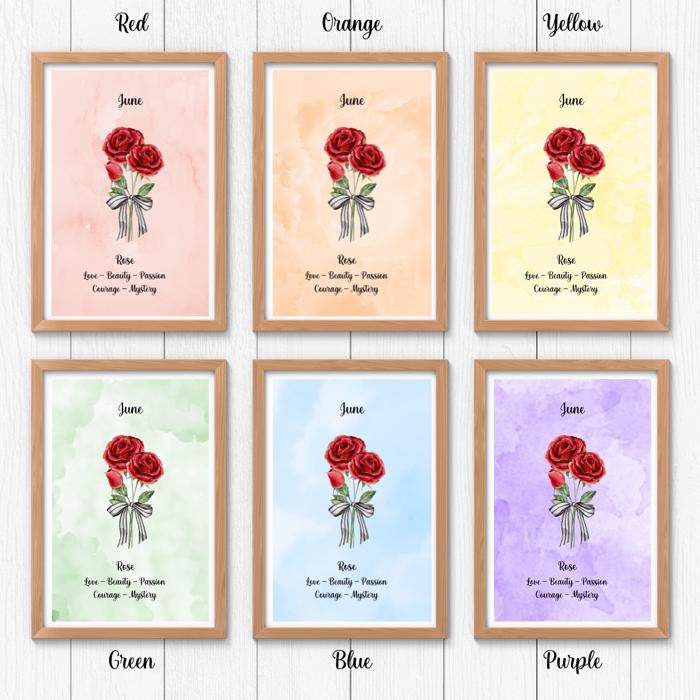 Birth Month Flower Bunch Wall Art Print