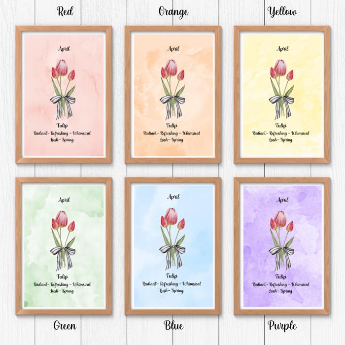Birth Month Flower Bunch Wall Art Print