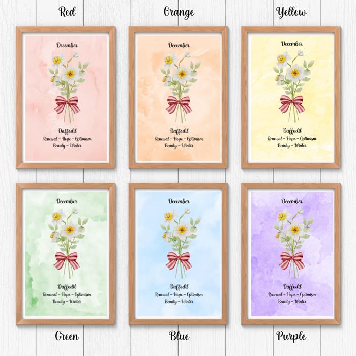 Birth Month Flower Bunch Wall Art Print