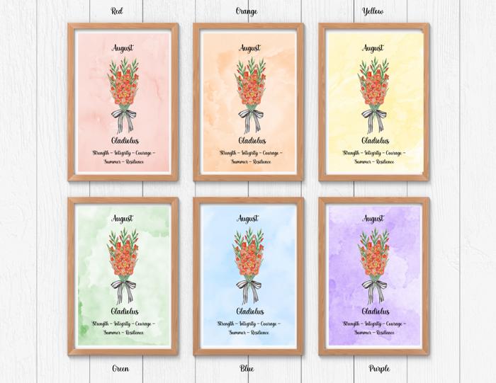 Birth Month Flower Bunch Wall Art Print