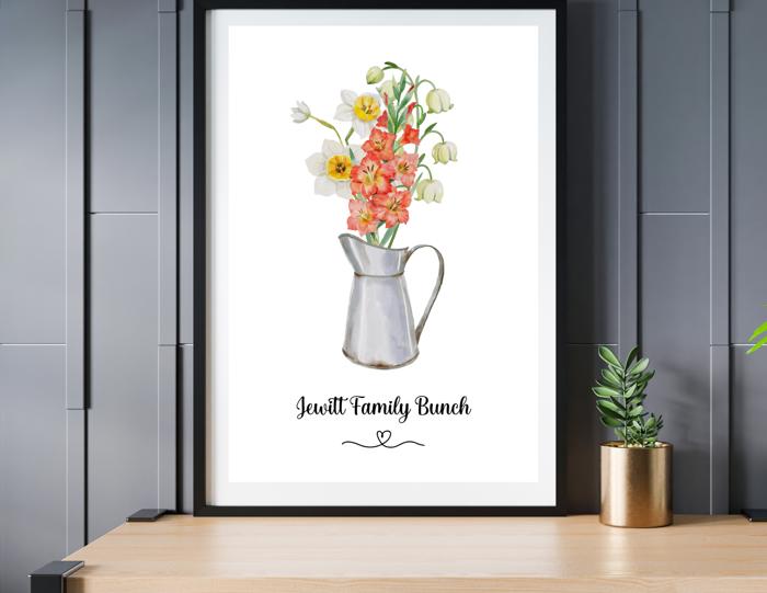 Family Flower Bouquet Custom Art Print
