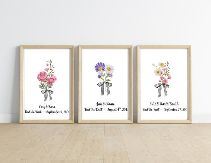 Couple's "Tied the Knot" Custom Bouquet Print