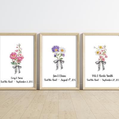Couple's "Tied the Knot" Custom Bouquet Print
