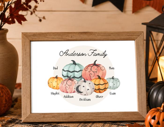 Custom Pumpkin Patch Family Wall Art Print