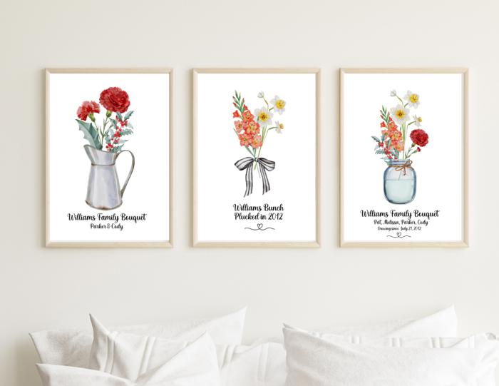 Family Flower Bouquet Custom Art Print