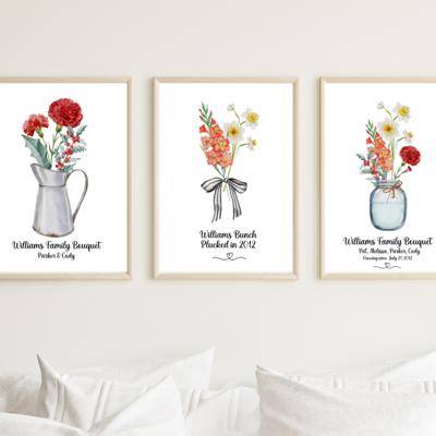 Family Flower Bouquet Custom Art Print