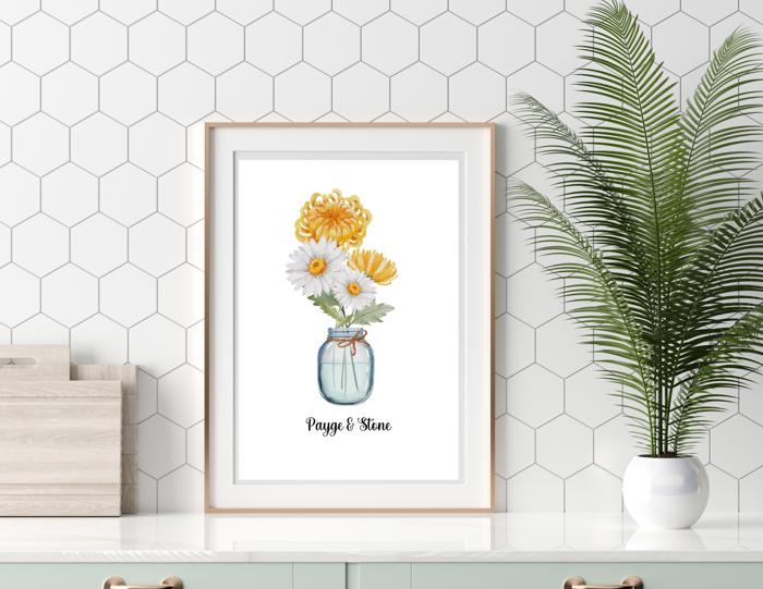 Family Flower Bouquet Custom Art Print