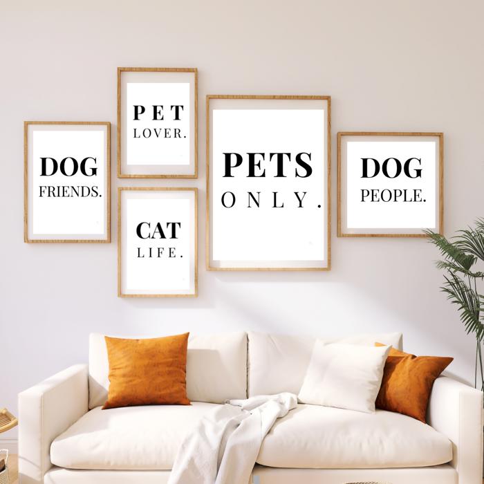 Pet Lover Identity Collection Modern Black & White Wall Art Prints