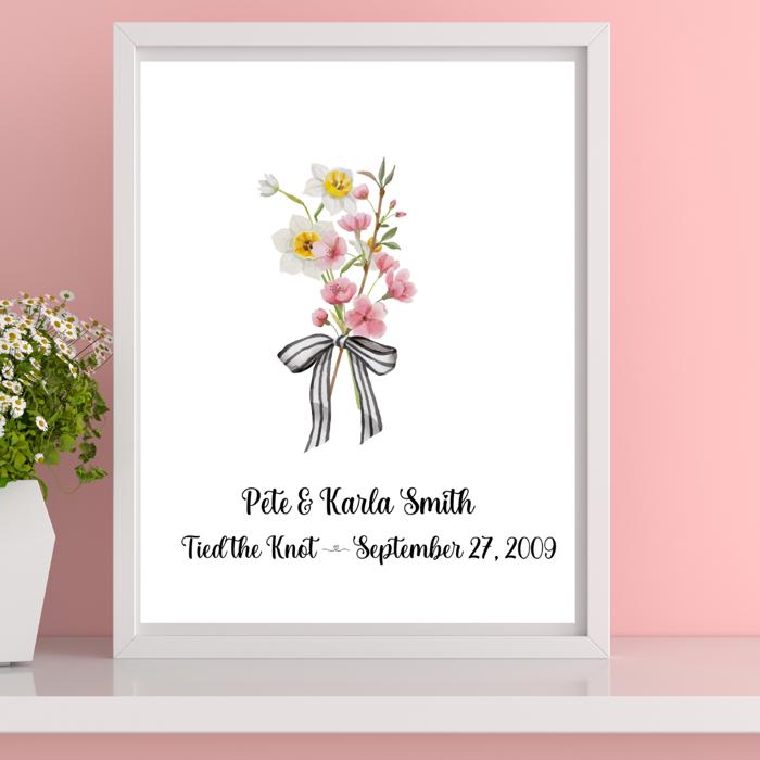 Couple's "Tied the Knot" Custom Bouquet Print