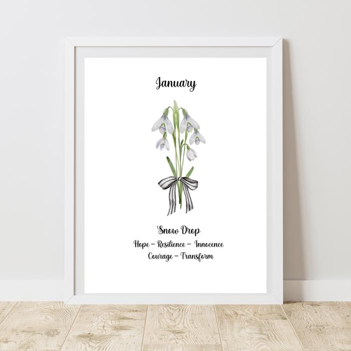 Birth Month Flower Bunch Wall Art Print