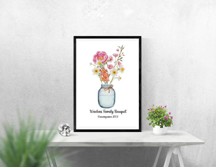 Family Flower Bouquet Custom Art Print
