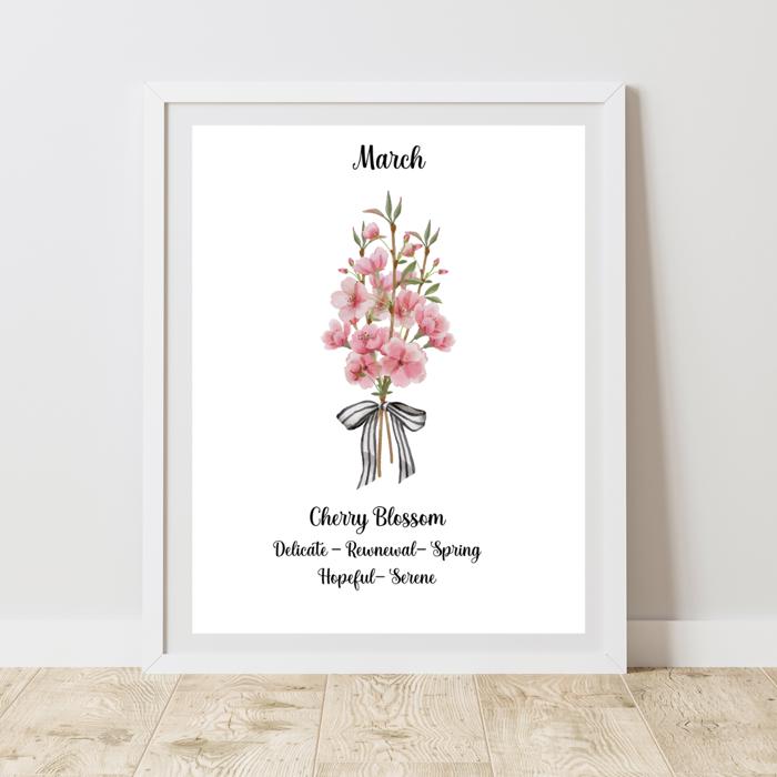 Birth Month Flower Bunch Wall Art Print