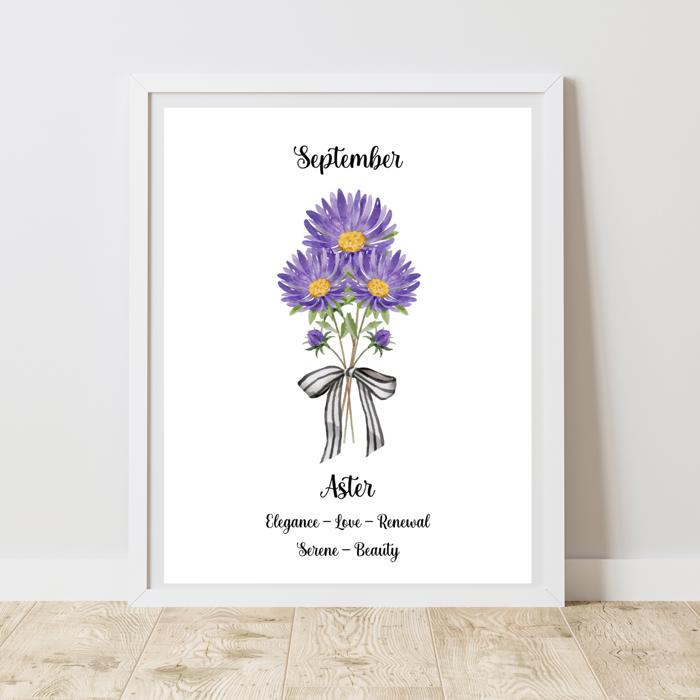 Birth Month Flower Bunch Wall Art Print