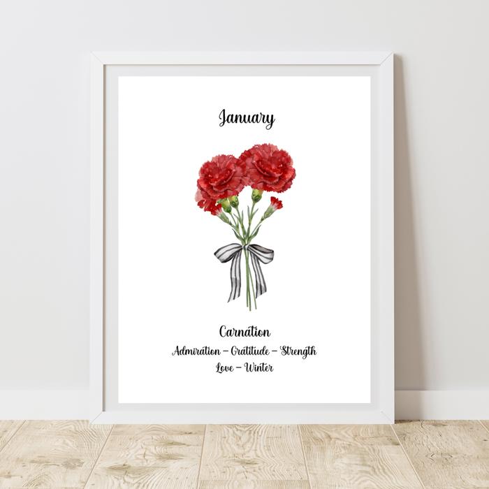 Birth Month Flower Bunch Wall Art Print