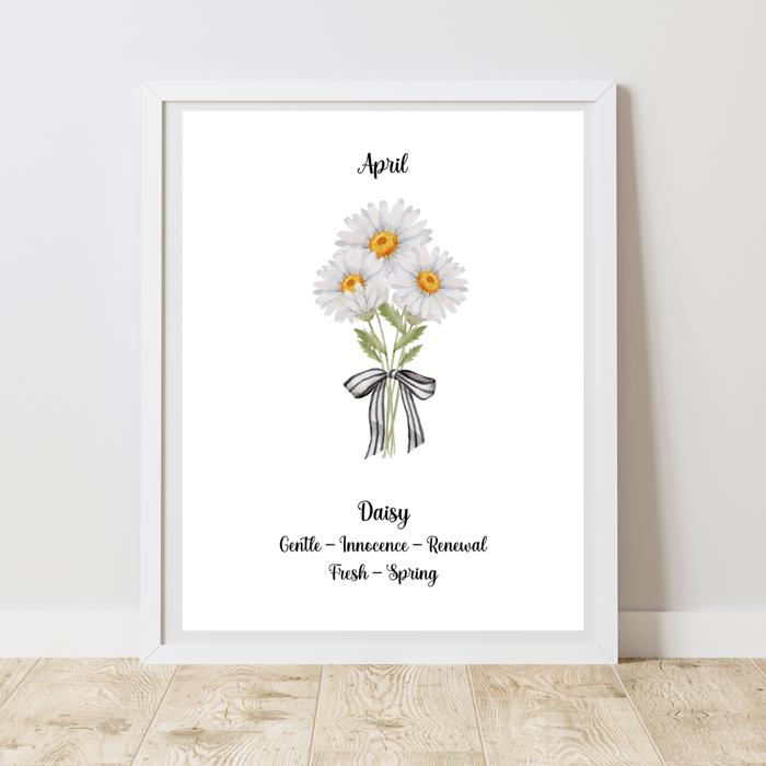 Birth Month Flower Bunch Wall Art Print