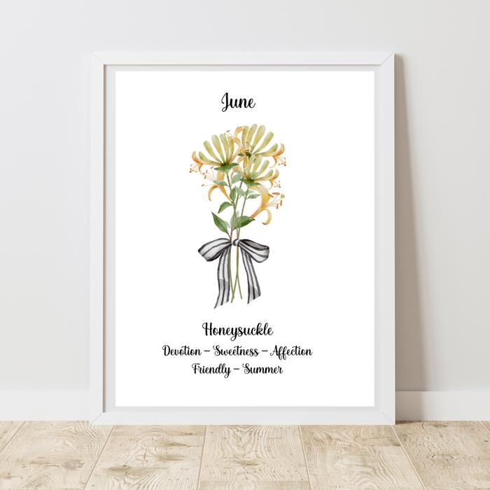 Birth Month Flower Bunch Wall Art Print
