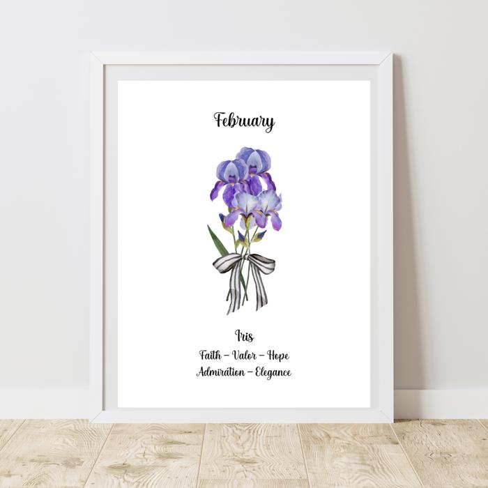 Birth Month Flower Bunch Wall Art Print