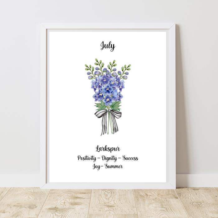 Birth Month Flower Bunch Wall Art Print