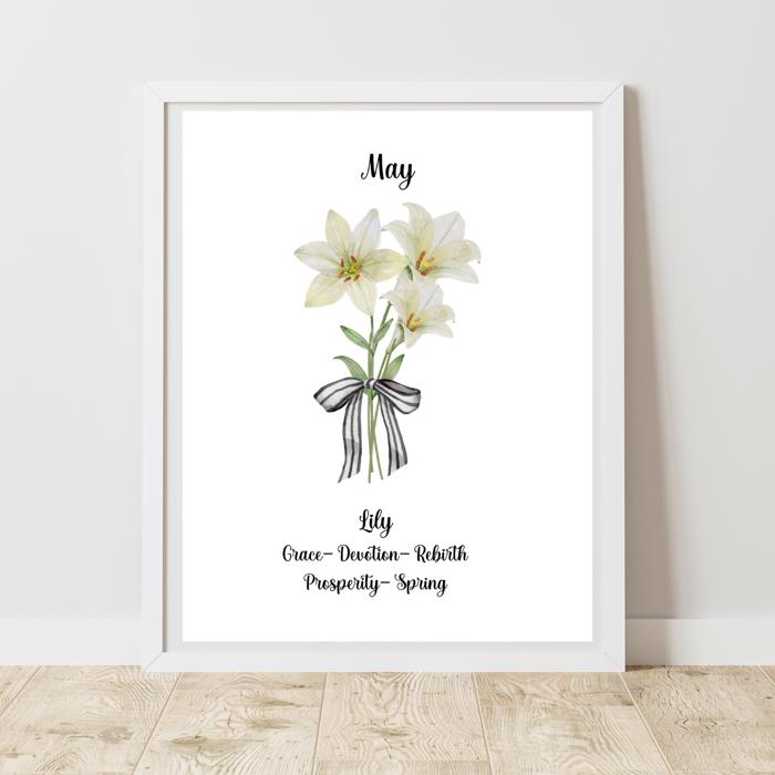 Birth Month Flower Bunch Wall Art Print