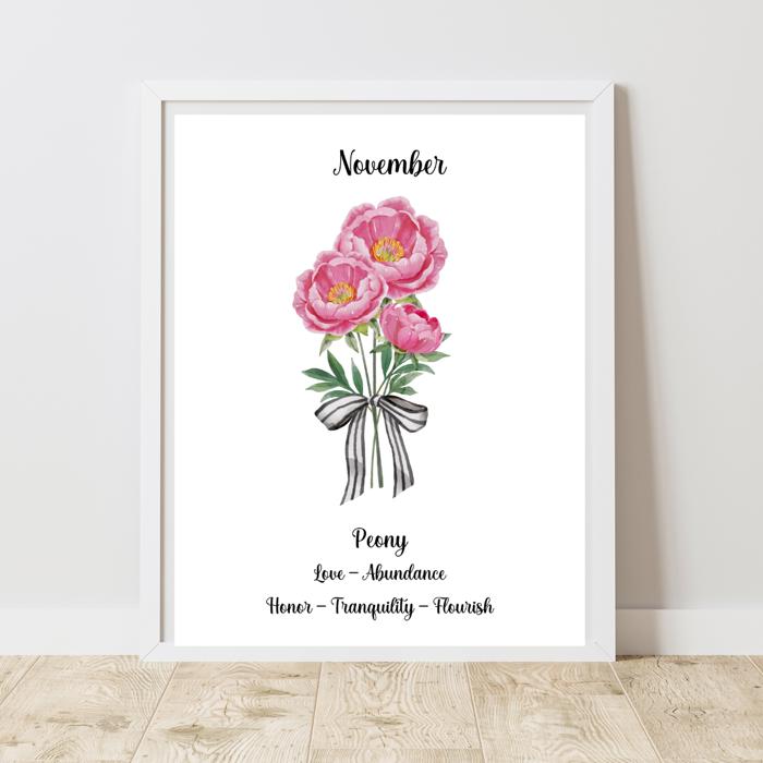 Birth Month Flower Bunch Wall Art Print