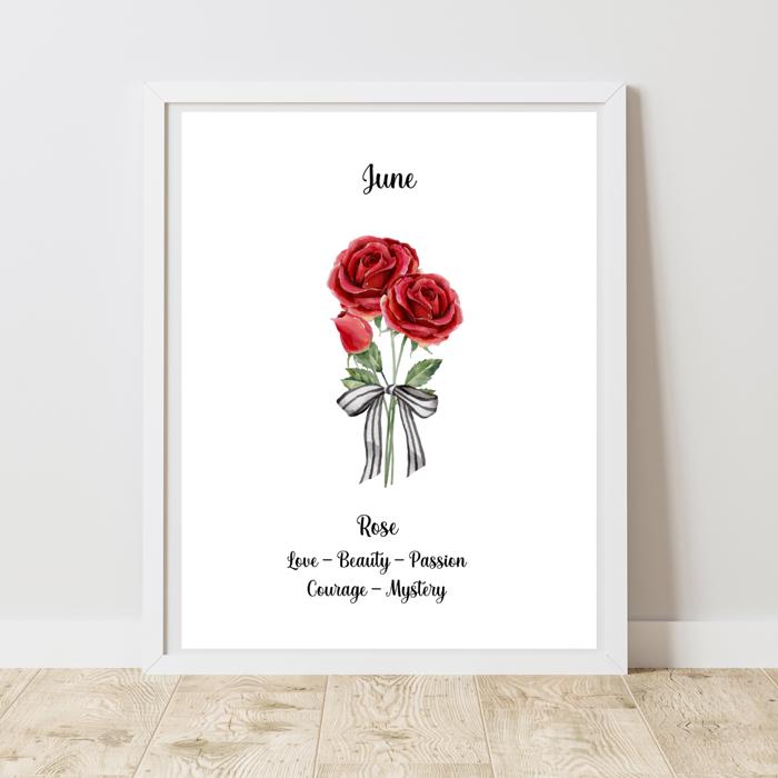 Birth Month Flower Bunch Wall Art Print