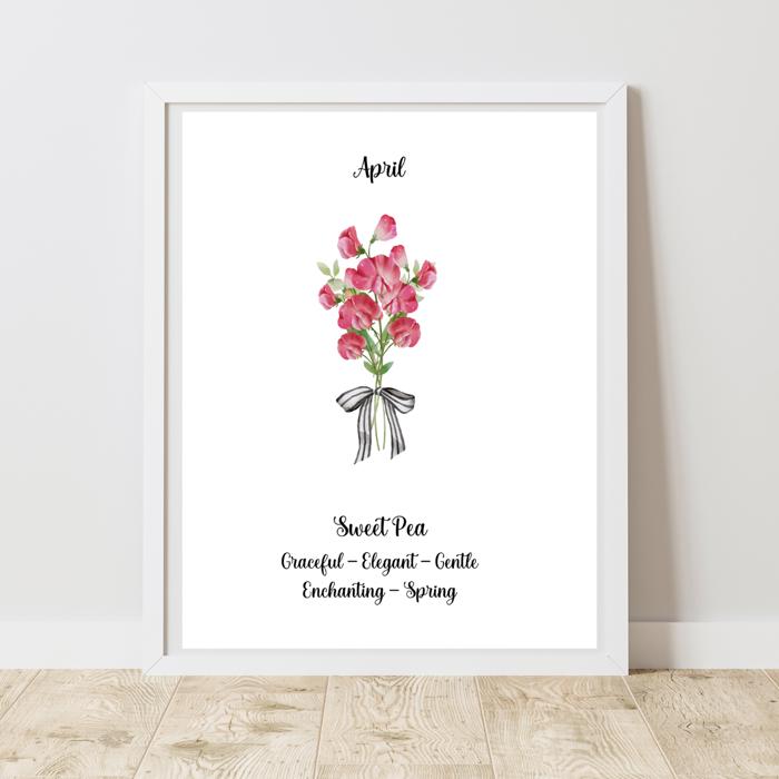 Birth Month Flower Bunch Wall Art Print
