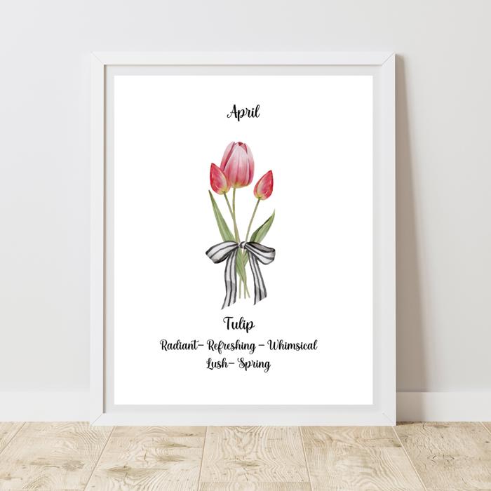 Birth Month Flower Bunch Wall Art Print