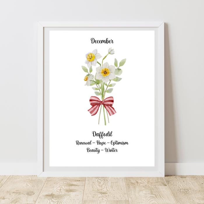 Birth Month Flower Bunch Wall Art Print
