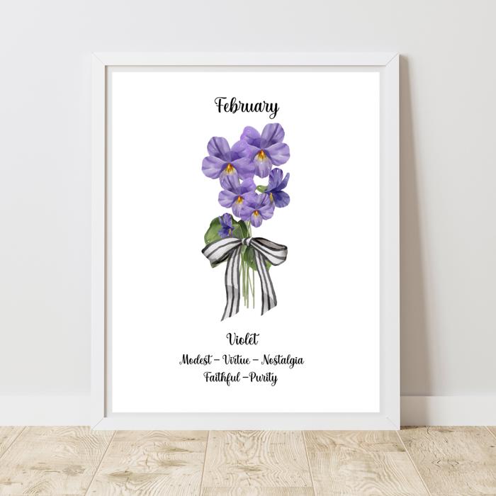 Birth Month Flower Bunch Wall Art Print