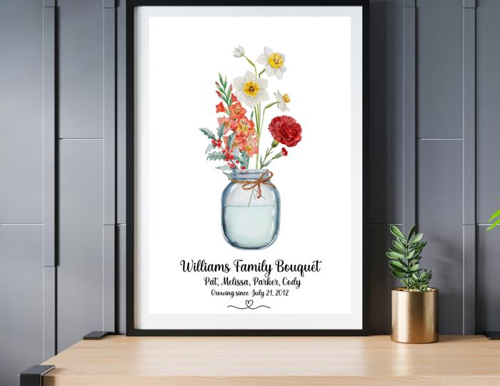 Family Flower Bouquet Custom Art Print
