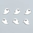 Ghosts Refrigerator Magnets - Handmade - Set of 6 Chunky Wood Shapes