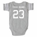 18M Gray Personalized Football Jersey Bodysuit for Babies with Front & Back Printing