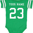 18M Green Personalized Football Jersey Bodysuit for Babies with Front & Back Printing