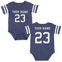 3M Navy Personalized Football Jersey Bodysuit for Babies with Front & Back Printing