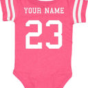 3M Pink Personalized Football Jersey Bodysuit for Babies with Front & Back Printing