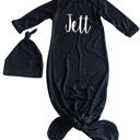 3M Black Personalized Knotted Gown with Lush Font  Matching Knotted Hat