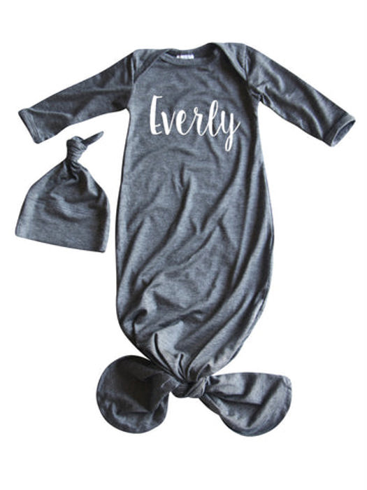Personalized Knotted Gown with Lush Font  Matching Knotted Hat