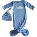3M Light Blue Personalized Knotted Gown with Lush Font  Matching Knotted Hat