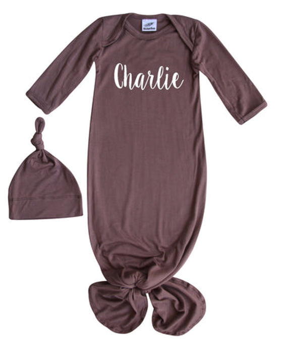 Personalized Knotted Gown with Lush Font  Matching Knotted Hat