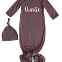 3M Dark Mauve Personalized Knotted Gown with Lush Font  Matching Knotted Hat