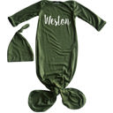 3M Olive Personalized Knotted Gown with Lush Font  Matching Knotted Hat