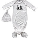 3M Off White Personalized Knotted Gown with Lush Font  Matching Knotted Hat