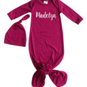 3M Wine Personalized Knotted Gown with Lush Font  Matching Knotted Hat