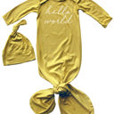 3M Maize Hello World Silky Knotted Baby Gown with Matching Knotted Hat