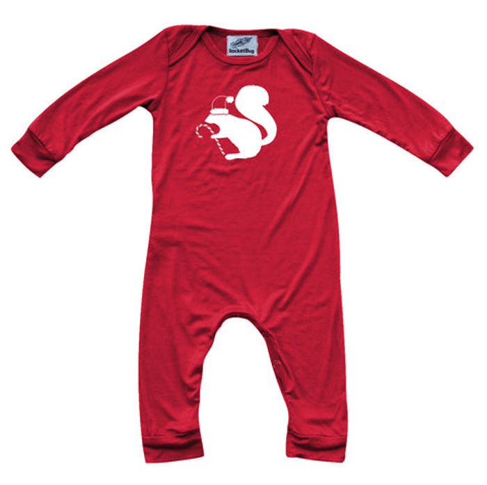 Graphic Long Sleeve Red Christmas Romper