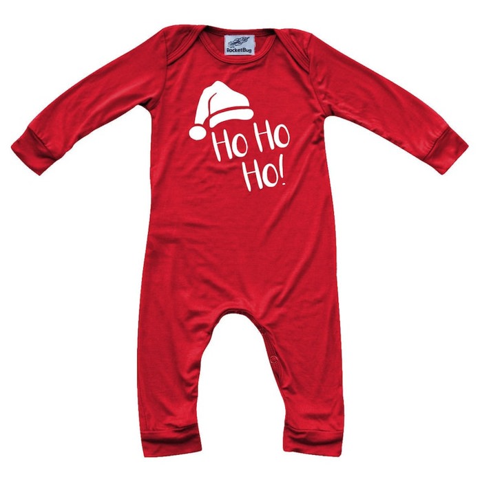 Graphic Long Sleeve Red Christmas Romper