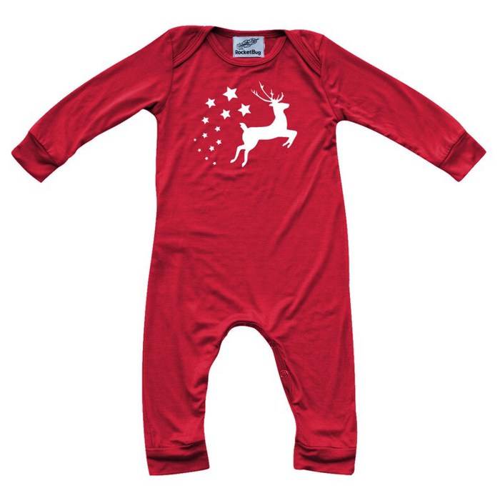Graphic Long Sleeve Red Christmas Romper