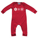 6M Snowflakes Graphic Long Sleeve Red Christmas Romper